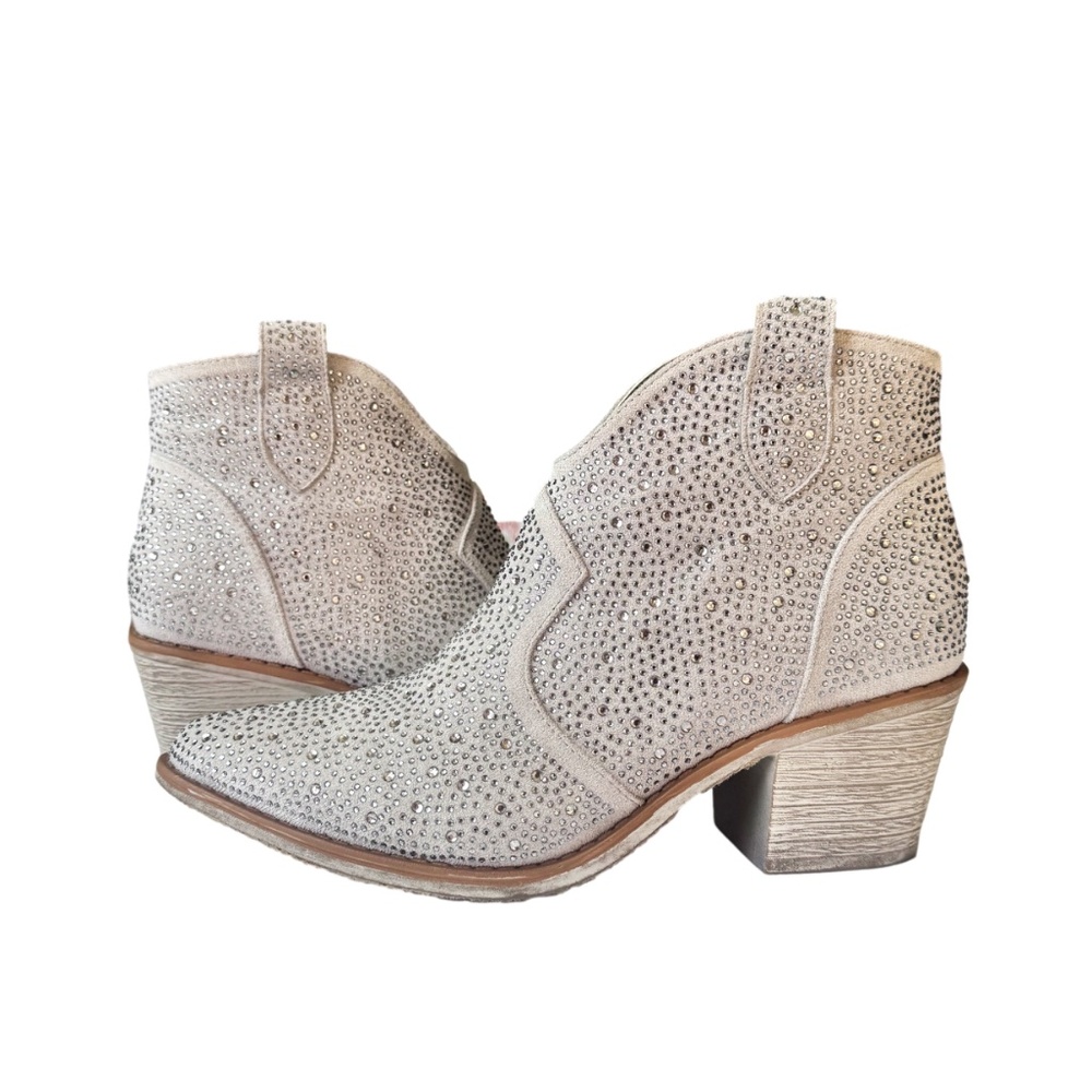 Pierre Dumas Wilder Silver Rhinestone Ankle Boots - Picture 8 of 8